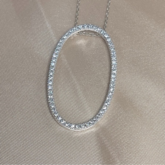 Erwin Pearl Sterling Silver Necklace With Sterling Silver & CZ Oval Pendant 925 - Picture 3 of 15